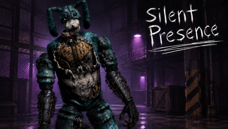 Silent Presence Roblox screenshot of a foggy night map with a lurking horror silhouette